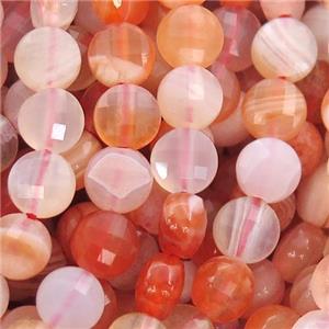 red Botswana Agate Beads, faceted coin, approx 4mm dia [GB12890]
