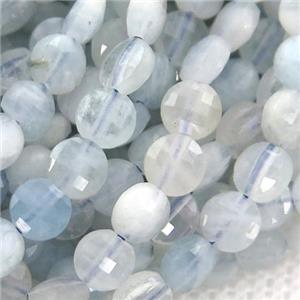 lt.blue Aquamarine Beads, faceted circle, approx 4mm dia [GB12902]