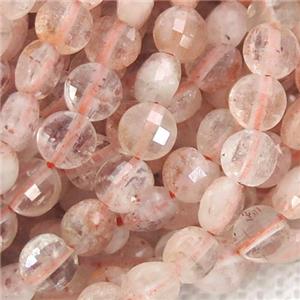 gold spot SunStone Beads, faceted coin, approx 4mm dia [GB12906]