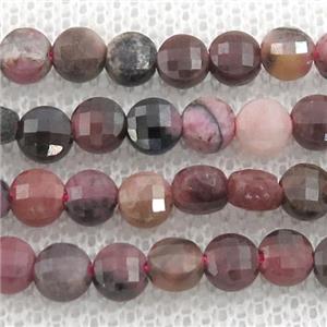 Rhodonite Beads, faceted circle, approx 4mm dia [GB12918]