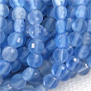 blue Agate Beads, faceted coin, approx 4mm dia [GB12920]