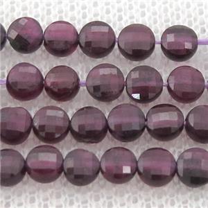 purple Garnet Beads, faceted coin, approx 4mm dia [GB12921]