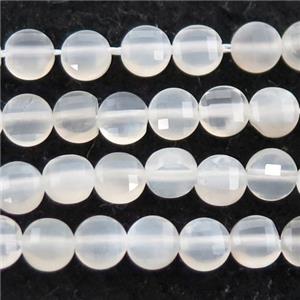 white MoonStone Beads, faceted circle, approx 4mm dia [GB12923]