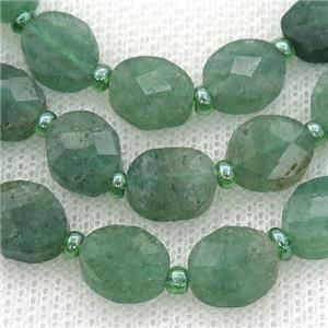 green Strawberry Quartz Beads, faceted oval, approx 8x10mm [GB12933-8X10MM]