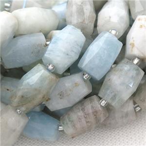 Aquamarine Beads, faceted barrel, approx 9-14mm [GB12949]