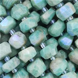 electroplated Amazonite Beads, green, faceted rondelle, B-grade, approx 8-10mm [GB12960]