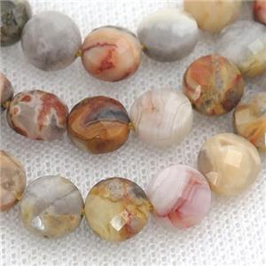 yellow Crazy Agate Beads, faceted circle, approx 8mm dia [GB12962]