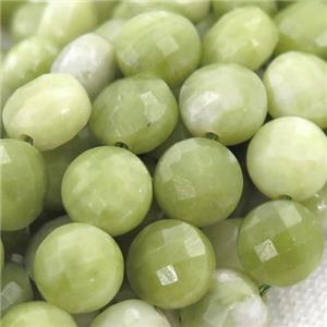 olive Chrysoprase Beads, faceted coin, approx 8mm dia [GB12975]