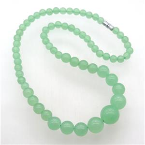 lt.green Malaysia Jade Necklaces with screw clasp, approx 6-14mm, 45cm length [GB13003]