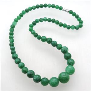 green Malaysia Jade Necklaces with screw clasp, approx 6-14mm, 45cm length [GB13007]