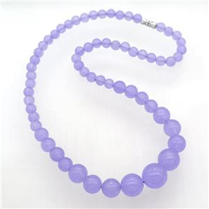 lavender Malaysia Jade Necklaces with screw clasp, approx 6-14mm, 45cm length [GB13010]
