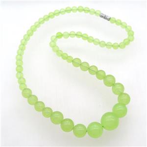 olive Malaysia Jade Necklaces with screw clasp, approx 6-14mm, 45cm length [GB13011]