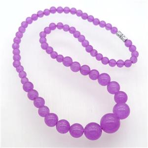 hotpink Malaysia Jade Necklaces with screw clasp, approx 6-14mm, 45cm length [GB13013]