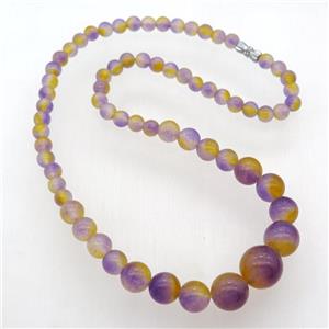 dichromatic Malaysia Jade Necklaces with screw clasp, approx 6-14mm, 45cm length [GB13016]