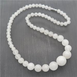 white Malaysia Jade Necklaces with screw clasp, approx 6-14mm, 45cm length [GB13023]