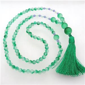 green Malaysia Jade Necklaces with tassel, approx 6-14mm, 63cm length [GB13028]