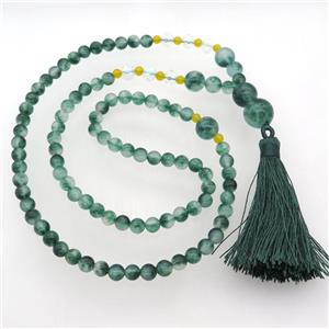 dichromatic Malaysia Jade Necklaces with tassel, approx 6-14mm, 63cm length [GB13030]
