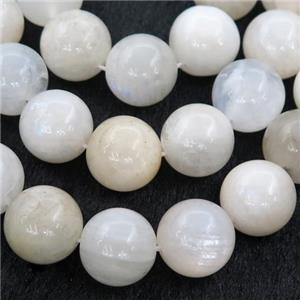 white MoonStone Beads, round, AB-grade, approx 12mm dia [GB13128-12MM]
