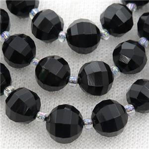 black Onyx Agate lantern Beads, approx 10mm dia [GB13155-10MM]