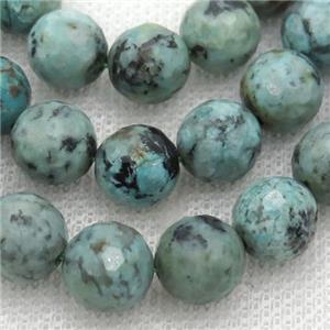 green African Turquoise Beads, faceted round, approx 10mm dia [GB13223-10MM]