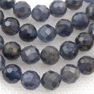 Iolite Beads, faceted round, inkblue, approx 7mm dia [GB13263-7MM]