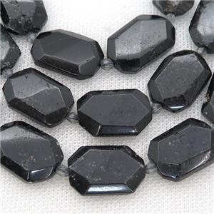 black Tourmaline Beads, faceted rectangle, approx 15-22mm [GB13285]
