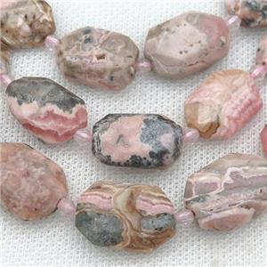 Argentine Rhodochrosite Beads, faceted rectangle, approx 15-22mm [GB13288]
