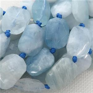 blue Aquamarine Beads, faceted rectangle, approx 15-22mm [GB13297]