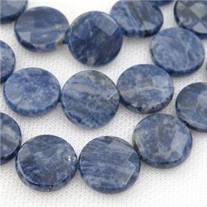 blue Sodalite Beads, faceted circle, approx 18mm dia [GB13328]
