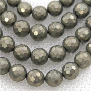 Pyrite Beads, faceted round, approx 6mm dia [GB13353]