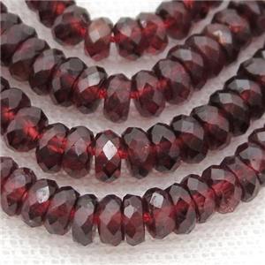 Red Garnet Beads, faceted rondelle, approx 4.5mm [GB13371-4MM]