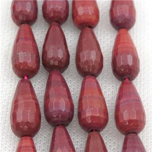 red Brazilian Rhodonite Beads, faceted teardrop, approx 10x20mm [GB13390-10X20MM]