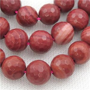 red Brazilian Rhodonite Beads, faceted round, approx 12mm dia [GB13392]
