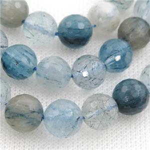 blue Rutilated Quartz Beads, faceted round, approx 10mm [GB13401]