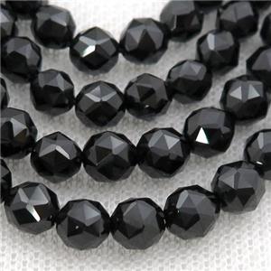 Black Spinel Beads, faceted round, approx 6mm dia [GB13405]