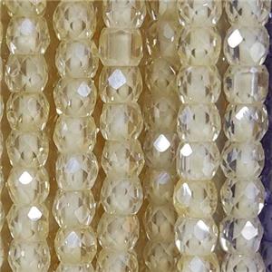 beige Cubic Zircon Beads, faceted rondelle, approx 4mm [GB13415]