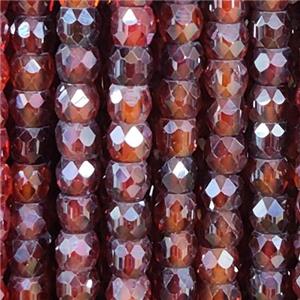 deep red Cubic Zircon Beads, faceted rondelle, approx 4mm [GB13418]