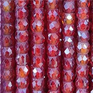 red Cubic Zircon Beads, faceted rondelle, approx 4mm [GB13419]