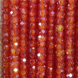 red Cubic Zircon Beads, faceted rondelle, approx 3mm [GB13423]