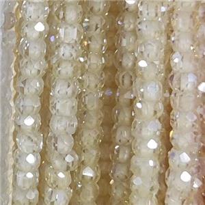 beige Cubic Zircon Beads, faceted rondelle, approx 3mm [GB13426]