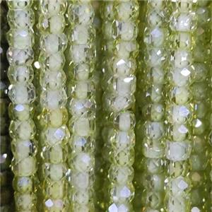 lt.green Cubic Zircon Beads, faceted rondelle, approx 3mm [GB13430]