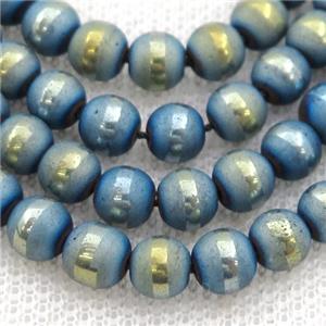 round teal Hematite Beads with line, matte, approx 4mm dia [GB13533-4MM]