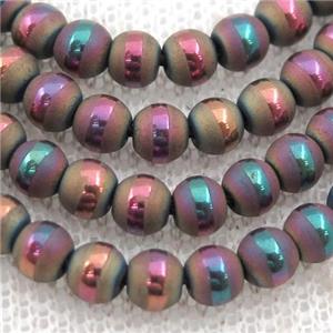 round purple Hematite Beads with line, matte, approx 10mm dia [GB13534-10MM]