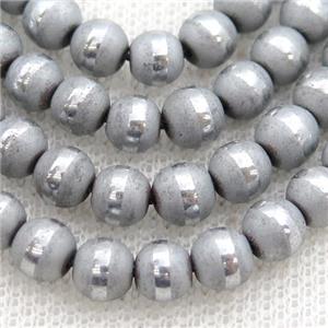 round Hematite Beads with line, matte, silver electroplated, approx 8mm dia [GB13537-8MM]