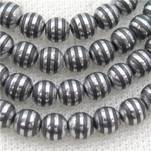 round black Hematite Beads with silver line, approx 10mm dia [GB13547-10MM]