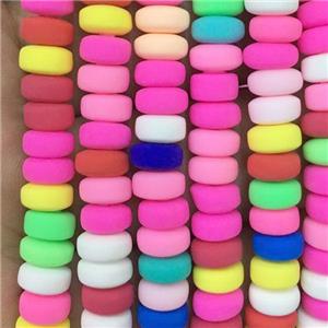 Polymer Clay rondelle beads, mix color, approx 3x8mm [GB13557]