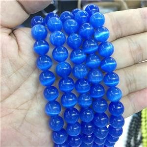 blue round Cats Eye Stone Beads, approx 12mm dia [GB13574-12MM]