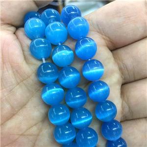 blue round Cats Eye Stone Beads, approx 4mm dia [GB13582-4MM]