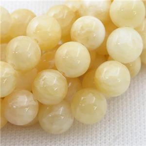 Yellow Honey Jade Beads Smooth Round, approx 8mm dia [GB13619-8MM]