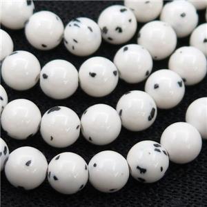 White Synthetic Spot Bodhi Jasper Beads Round Smooth, approx 10mm dia [GB13624-10MM]